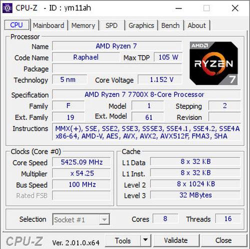 AMD 锐龙 7 7700X 处理器 Geekbench 跑分曝光，单核成绩 2209 分